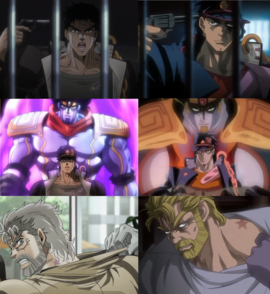 Сравнение двух экранизаций Stardust Crusaders: справа — OVA сериал 2000 года, слева — аниме-сериал 2014 года