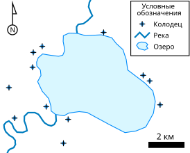Mapa wektorowa z kropkami, poliliniami i wielokątami.