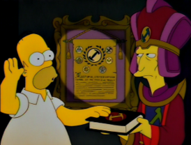 Гомер принимает присягу, в качестве члена Каменщиков, при Номере Первом