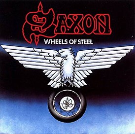 Обложка альбома Saxon «Wheels of Steel» (1980)