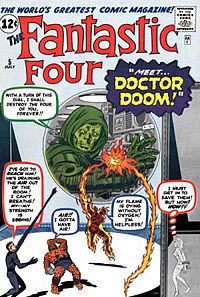 Первое появление Доктора Дума в The Fantastic Four #5 (Июль, 1962). Художник — Джек Кирби.