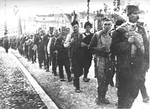 Jedinice XIII korpusa NOVJ ulaze u Niš 1944.jpg
