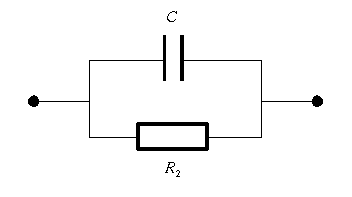 Nadomestno vezje dejanskega kondenzatorja pri nizkih frekvencah