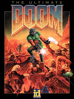 Naslovna risba igre Doom Dona Ivana Punchatza prikazuje osamelega heroja, vesoljskega marinca, ki se bojuje s pošastmi.