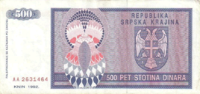 500 dinara R. Srpska Krajina 1992 naličje.png