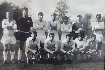 TIM 1968/69 godina. Stoje: Zima , Čanić, Nikolić, Cvijić Kokeza, Tošić, Veličković Kreša, Popović Čuče: Trišić, Dimitrovski Dime, Maslać, Milićević Isa, Aleksić Tole