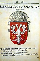 Opis slike: Carski grb srpske dinastije Nemanjić (izrađen 1702. godine).