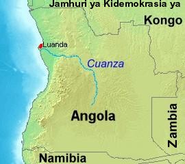 Mwendo wa mto Kwanza (Cuanza) katika Angola