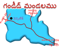 గండీడ్ మండలంలో వెన్నాచేడ్ గ్రామ స్థానం (నలుపు రంగు చుక్క)