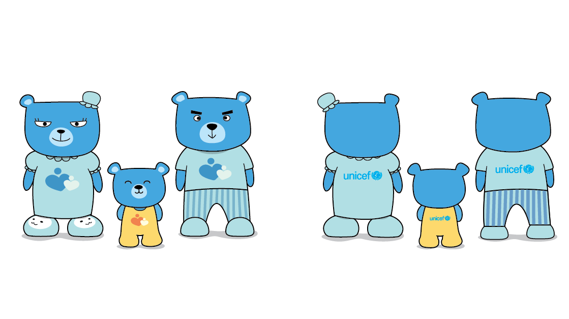 Family bear เป็นมาสคอตของโครงการรณรงค์ยุติความรุนแรงต่อเด็กปี 2015 โดย UNICEF