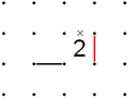 เส้นที่เชื่อมเข้ามายังช่องเลข "2" และมีด้านตรงข้ามด้านหนึ่งเป็นกากบาท