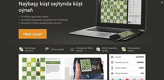 Chess.com saýtynyň baş sahypasynyň skrinşoty - 19/09/2018