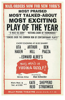 Oyunun Ekim 1962'de Broadway'de Billy Rose tiyatrosundaki ilk temsilinin tanıtım afişi.