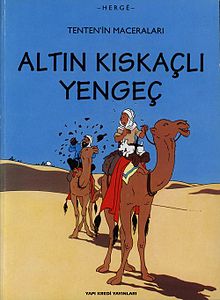 "Altın Kıskaçlı Yengeç"in "Yapı Kredi Yayınları" tarafından yayımlanmış Türkçe baskısının ön kapağı.