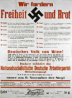 1930 seçimleri için hazırlanmış propaganda afişi. “Biz özgürlük ve ekmek istiyoruz.”