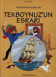 "Tekboynuz'un Esrarı"'nın "Yapı Kredi Yayınları" tarafından yayımlanmış Türkçe baskısının ön kapağı.