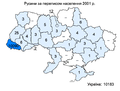 Кількість русинів у регіонах України за даними перепису 2001 року