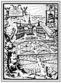 Вигляд замку та парку у 17 столітті,гравюра, Підгорецький замок