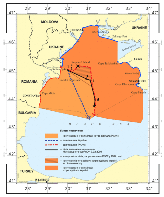 Варіанти проходження лінії розмежування виключних економічних зон у Чорному морі