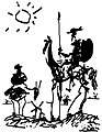 Дон Кіхот, малюнок Пікассо для журналу Луї Арагона Les Lettres Françaises (1955 р.): випуск тижневика був присвячений 350-річчю великого роману.