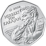 2002 Austria 5 Euro 100th Birthday of Herbert von Karajan back.jpg