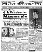 Trang nhất tờ Völkischer Beobachter, số ngày 31 tháng 1 năm 1933.jpeg