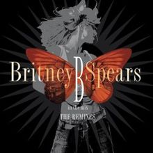 照片中一名女性在灰色音调上跳舞，其身后有一缕灰色的光环，她站在黑色的背景下。一只大蝴蝶围在她的半身像四周。白色的“Britney B Spears”字样写在蝴蝶前方。在这名女性腰高处，有更小的灰色字样“in the mix The Remixes”。