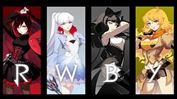 RWBY的官方標誌，展示著四位主角