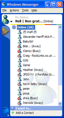 Windows XP中Windows Messenger的螢幕截圖