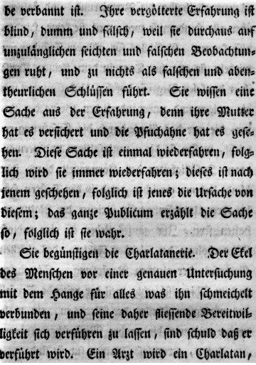 Dr. Johann Georg Zimmermann - Von der Erfahrung in der Arzneykunst (1763) Ausschnitt aus S.36