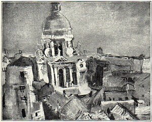 4. Oskar Kokoschka: Venedig, Santa Maria della Salute mit Dächern. Aus „Junge Kunst“, Bd. 52.