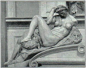 11. Michelangelo: Figur der Nacht vom Grabmal des Giuliano de' Medici in San Lorenzo, Florenz (1534).