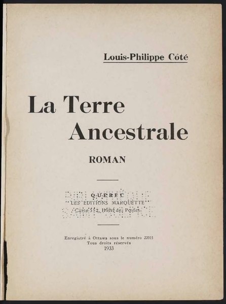 Fichier:Côté - La Terre ancestrale, 1933.djvu