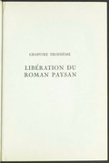 CHAPITRE TROISIÈME LIBÉRATION DU ROMAN PAYSAN