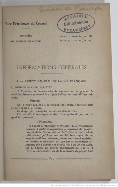 Fichier:France. Ministère de l’intérieur - Informations générales, 1941-06-24.djvu