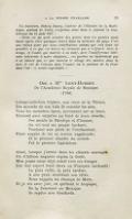 Un historien, Sidney Daney, l’auteur de l’Histoire de la Martinique, parlant de Sorin, s’exprima ainsi dans le journal la Guadeloupe du 18 août 1857 : « Sorin est du petit nombre des poètes dont les poésies aient laissé après elles quelques traces dans la mémoire du pays. C’est une raison pour que nous contribuions, autant que cela nous est possible, à ce que ces traces ne viennent pas à s’effacer. Avec le temps, et l’oubli qui marche à sa suite, avec l’indifférence littéraire inhérente à notre situation…, ces poésies ne tarderaient pas à ne laisser que ce que laissent le sillage des navires dans la mer, le vol de l’oiseau dans l’espace ou le parfum de la fleur dans l’air : ce serait regrettable. » ODE À Mme SAINT-HUBERTI De l’Académie Royale de Musique. (1788) Lorsqu’autrefois Orphée, aux rives de la Thrace, Des accords de son luth fit retentir les airs, Tous les monstres émus, accourant sur sa trace, Erroient avec surprise au fond de leurs déserts : Des monts de Rhodope et d’Ismare, On vit tout un peuple barbare, Tombant aux pieds de l’enchanteur, Fixer auprès de lui sa course vagabonde ; Et le premier chantre du monde Fut le premier législateur. Ainsi, lorsque j’errois dans les climats sauvages Où d’Albion naguère expira la fierté, Mon jeune cœur déjà volait vers ces rivages Que ton aspect rend chers au Français enchanté ; La paix enfin, la paix tardive, À nos yeux montrant son olive, Nous rappela les champs de Mars, Et je vis avec joie, en quittant le tropique, De la Delaware au Mexique Se replier nos étendards.