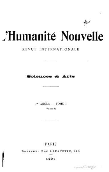 Fichier:L'Humanité nouvelle, année 1, tome 1, volume 1.djvu