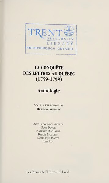 Fichier:La Conquête des lettres au Québec, 1759-1799 (extrait Observation sur l’état actuel du Canada), 2007.djvu