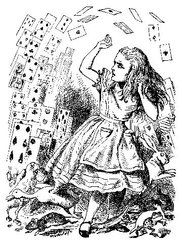 Il Bianconiglio con la tromba e la pergamena che annuncia l'accusa, da ' Alice nel paese delle meraviglie' di Lewis Carroll pubblicato per la prima  volta nel 1865