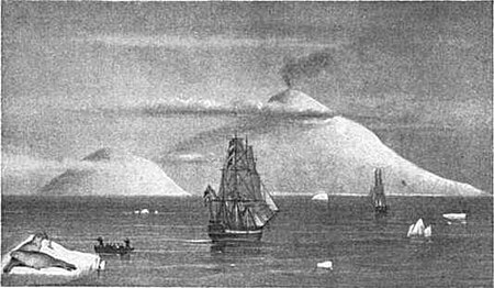 VULKANEN MOUNT EREBUS SOM ROSS SAA 28. JAN. 1841