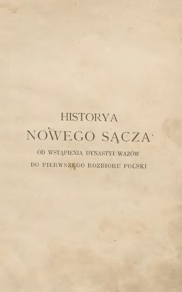 Plik:Jan Sygański - Historya Nowego Sącza.djvu