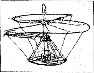 Рис. 11. Чертеж Леонардо да Винчи. (Проект геликоптера.)