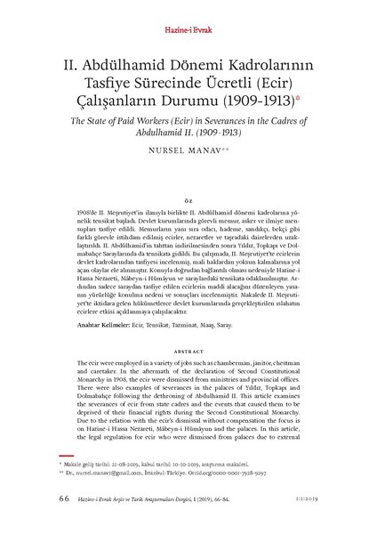 Dosya:II. Abdülhamid Dönemi Kadrolarının Tasfiye Sürecinde Ücretli (Ecir) Çalışanların Durumu (1909-1913) .pdf