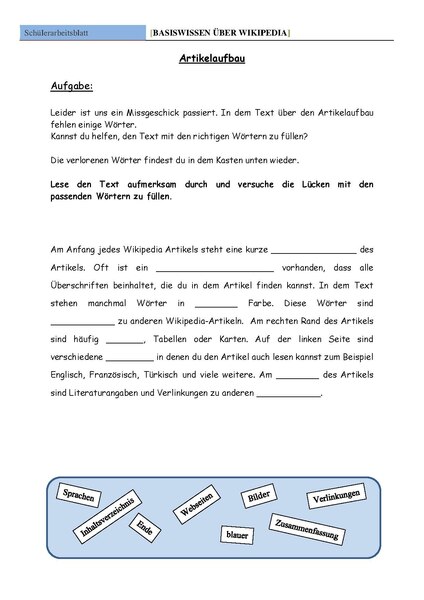 Datei:Artikelaufbau Lückentext für Schüler.pdf