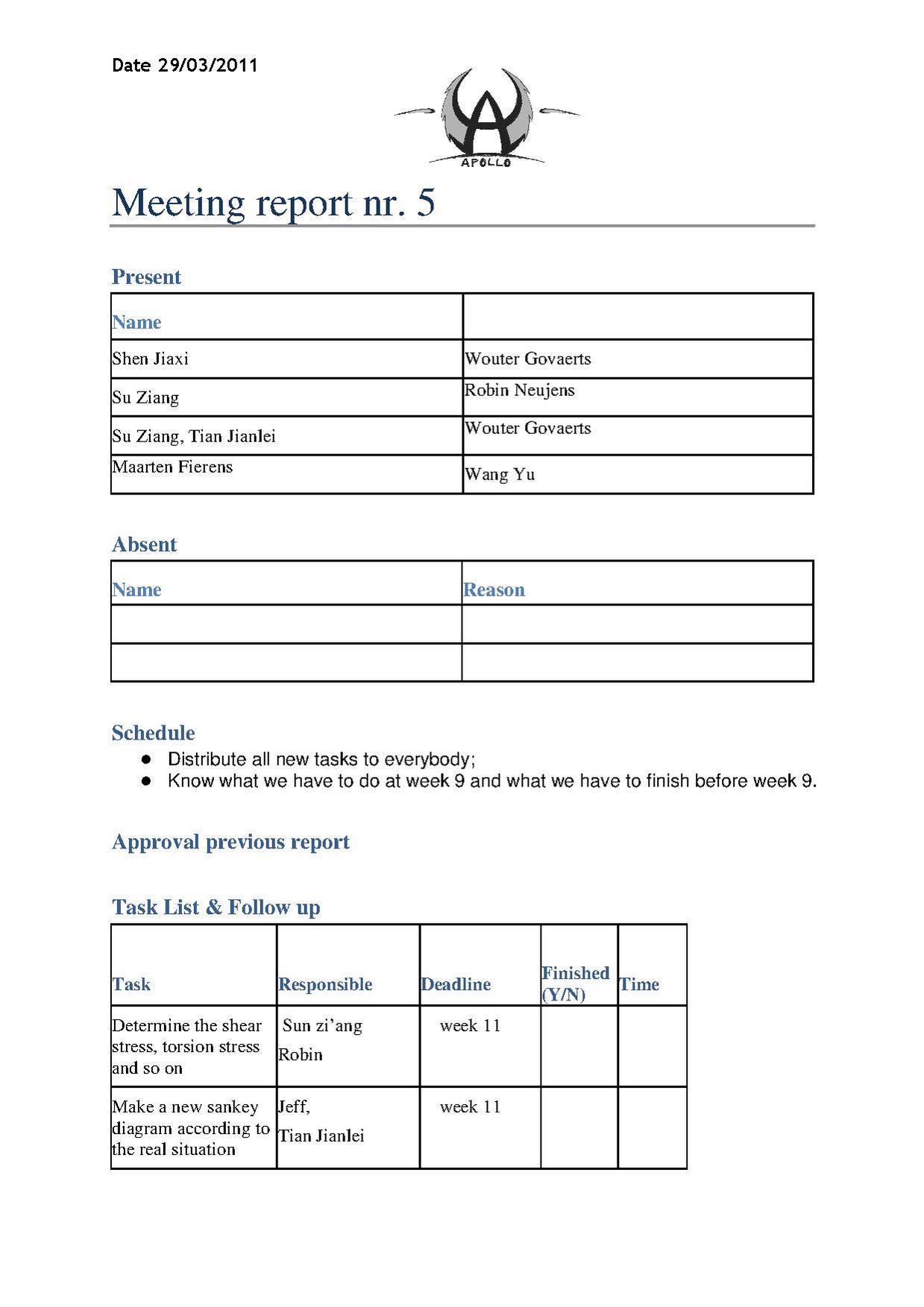 Meeting Report nr. 5