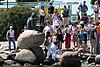 Swarms of tourists at the little mermaid statue